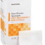 McKesson Non-Woven Sponges, Non-Sterile, 4-Ply, High Absorbency, Polyester/Rayon, 4 in x 4 in, 200 per Pack, 1 Pack