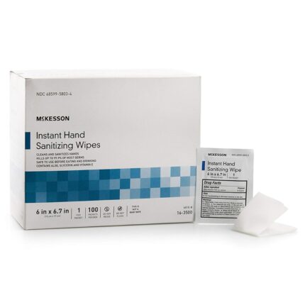 McKesson Hand Sanitizing Wipes [100 Count] Alcohol Wipes with Aloe and Vitamin E, Travel, Individually Wrapped