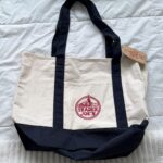 EXZMA Trader Joes Large Tote Shopping Bag Cotton Canvas Embroidered Bag (1), Navy Blue